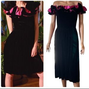 Prago Fashions Vintage Off Shoulder Dress Size 8